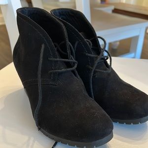 Black wedge booties